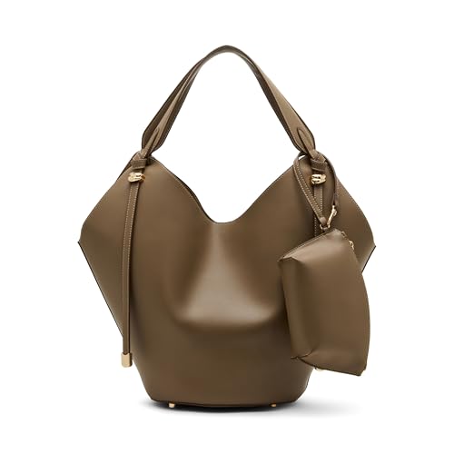 Anne Klein Large Hobo Tote with Pouch, Truffle