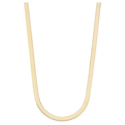 Miabella Solid 18K Gold Over 925 Sterling Silver Italian 4.5mm Flexible Flat Herringbone Chain Necklace for Women and Men, Made in Italy (Length 16 Inches (X-Small))