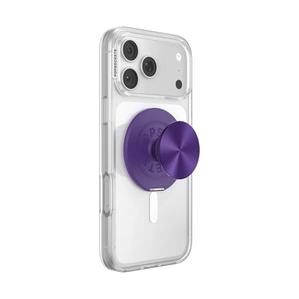 Image of PopSockets Kick-Out Grip for MagSafe, Adjustable Kickstand for Portrait or Landscape, Magnetic Stand, Metal - Purple