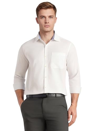 Image of Thomas Scott Men's Regular Fit Formal Shirt | 100% Cotton Long Sleeves | Spread Collar with Contrast Fabric (Available in Plus Size)