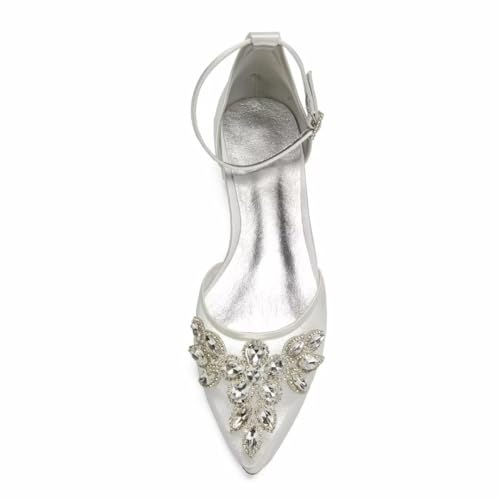 Mesh Rhinestones Wedding Flats for Bride Pointed Toe Formal Party Dress Shoes Flat2