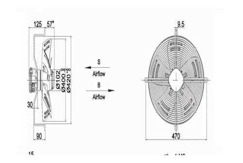 Ventilateur axial S4E400 ebm-papst 220V rotor externe M4E-074-E1