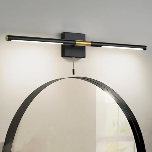 Image of SOTTAE Black and Gold LED Bathroom Vanity Light Bar, 24 inch LED Vanity Light Fixtures Over Mirror, Morden Bathroom Sconces Lighting 4000K,Sconces Wall Lighting with Adjustable Lamp Tube