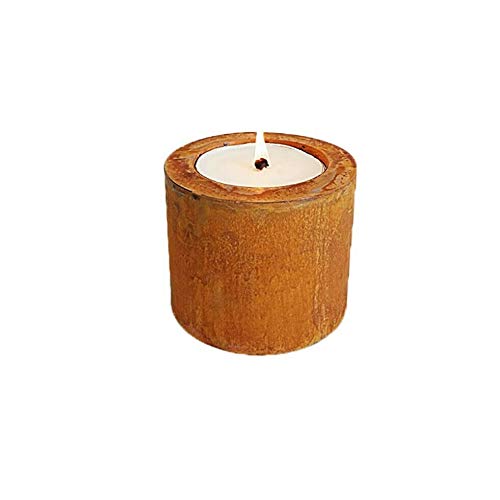 Bornhöft Metall Windlicht Laterne Metall Zylinder 20cm Rost inkl. Flammschale
