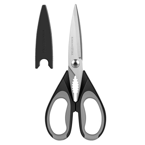 All-Purpose Kitchen Shears, Heavy Duty Stainless Steel Scissors with Protective Sheath, Dishwasher Safe, Soft Grip Comfort Handle, 8.72 Inch, Multi-Purpose Food, Meat & Poultry Cutting Tool