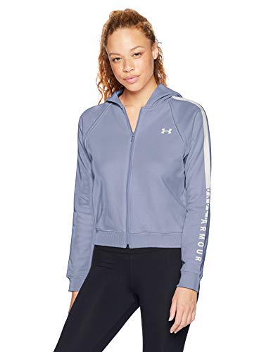 Under Armour Women's Rival Fleece Full Zip Hoodie, Washed Blue (420)/White, X-Large