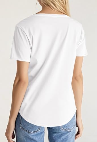 Smile Fish Women Short Sleeve V Neck T-Shirts Loose Fit Tops Summer Casual Top Tees2