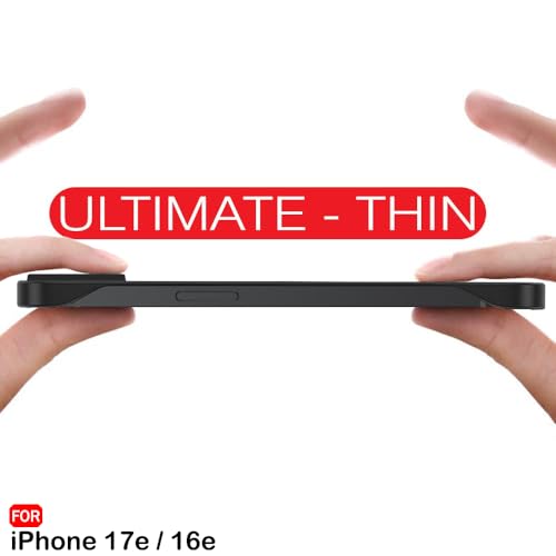 Image of TheGiftKart for iPhone 16e / iPhone 17e Case, Slim Hard Back Cover Compatible with Magsafe, Matte Frosted Translucent Back, Lightweight Profile, Hybrid Ultimate Slim Back Cover Case (PC & TPU, Black)