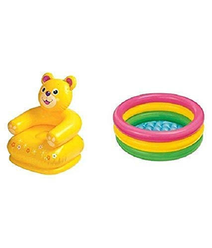 Image of ANG Inflatable Teddy Chair with Inflatable Kids Water Bath Tub Pool for Kids (2-Feet)