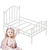 Vintage Metall Puppenbett Miniatur – Detailreiches Bettmodell für Puppenhaus Dekoration,...