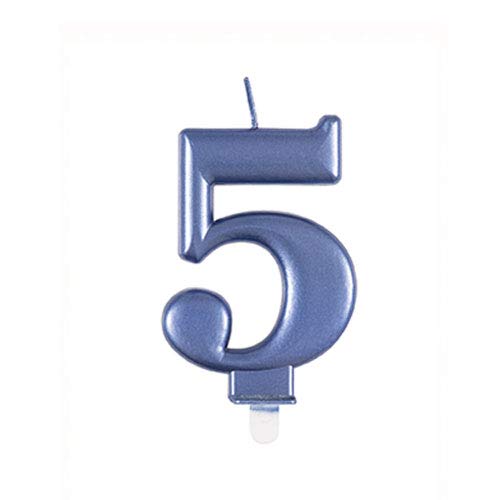 Dazzling Metallic Blue Number 5 Birthday Candle - Perfect Cake Topper for Unforgettable Milestones - 1 Pc