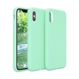 PinLiSheng Designed for iPhone X Case & iPhone Xs Case,Premium Liquid Silicone with [Soft Anti-Scratch Microfiber Lining] Shockproof Slim Protective Phone Case for Men Women,Mint Green