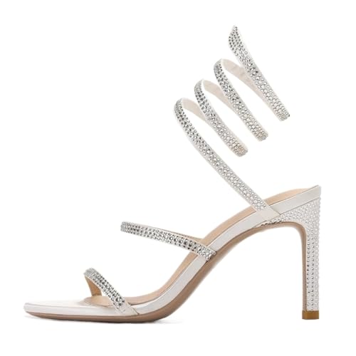 Sandales à strass serpent talon haut stables pour soirée mariage
