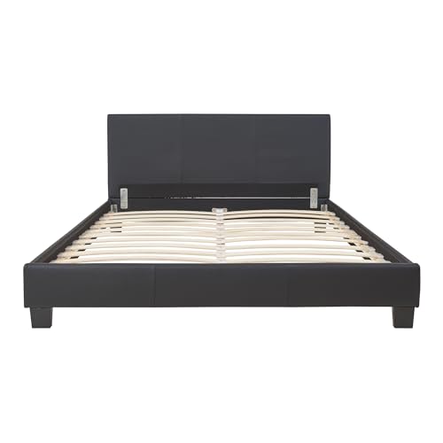 Corium Polsterbett Albacete 140x200cm Kunstlederbezug Doppelbett Bett mit Stecklattenrost Schwarz