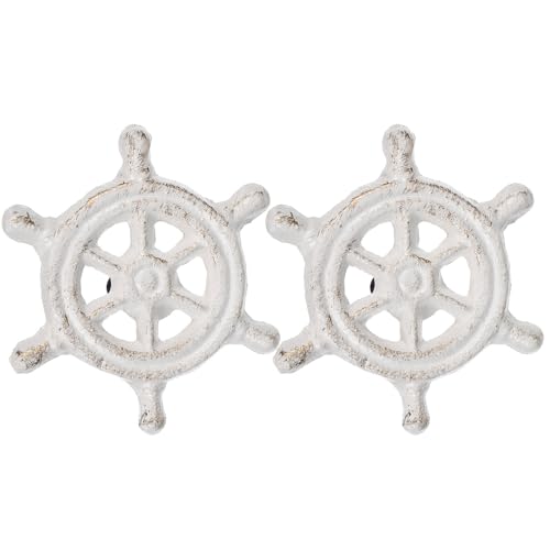 Kisangel 2個 鋳鉄製船舵デザイン取っ手 クローゼット用ドアノブ 引き出し取っ手 アンティーク風 家やホテル向け装飾家具ハンドル