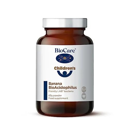 BioCare Children's Banana BioAcidophilus | 2 Billion Lab4 Friendly Bacteria Per Daily Intake | Suitable for Vegetarians, Vegans & Children from 6 Months Old - 60g Powder