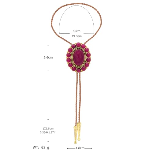Image of GelConnie Bolo Tie for Men Women Western Cowboy Turquoise Leather Necktie | Natural Stone Bolo Tie Necklace for Women Rodeo Cowboy Leather Necktie Native American Western Cowgirl Ties Adjustable Cord