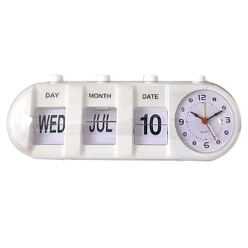 Orologio da giorno con calendario digitale per anziani, con 5 allarmi e 3 promemoria per farmaci, ideale per demenza e ipovedenti (bianco)