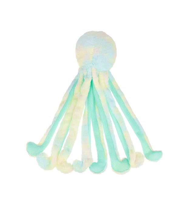 Dehner Lieblinge Hundespielzeug Mommy Octopus, Plüschtier Spielzeug für Welpen/ausgewachsene Hunde, inkl. Quitscher/Raschelpapier, ca. 17 x 63 cm, Polyester, blau/türkis/grün