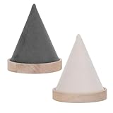 AKOOSY Soporte Organizador de Joyas Cónico 2 Piezas Gris y Beige para Pulseras y Relojes, Expositor de Sobremesa para Tienda y Tocador, Base Estable para Exhibición y