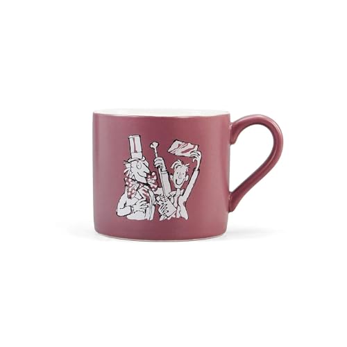 Image of Half Moon Bay | Willy Wonka | Charlie and the Chocolate Factory Maroon Mug | Quentin Blake 11oz Ceramic Tea Cup | Official Roald Dahl Merchandise | Whimsical Nostalgic Gift for Book Lovers