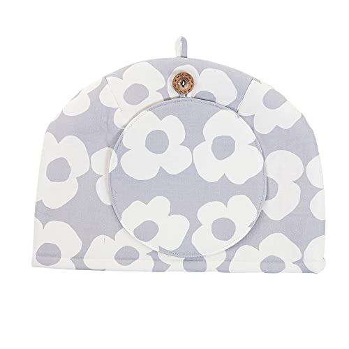 おしゃれ 北欧風 ティーコジー ティーポットカバー ブルーミング グレー 匠の技 河島幸子・彰子共作 日本製 綿100%