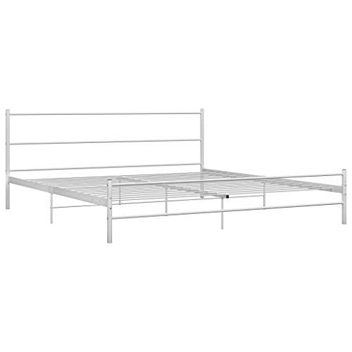 vidaXL Bettgestell Zeitloses Design Metallbett Bett Schlafzimmerbett Doppelbett Schlafzimmermöbel Ehebett Bettrahmen Weiß Metall 180x200cm