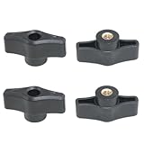 Meuey Lyot Black Wing nut knob 1/4inch knobs Clamping Nuts Threaded knob Thumb Nuts t Track Accessories 4PCS