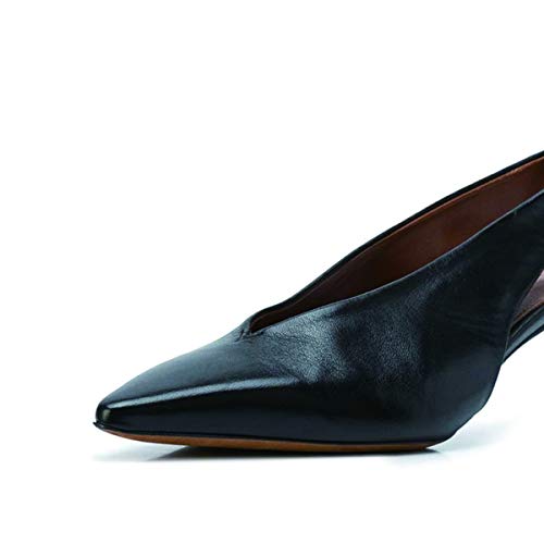 YDN Women Fahion Closed Pointed Toe Slip on Pumps Kitten Low Heel V Cut Slingbacks Dress Office Shoes2