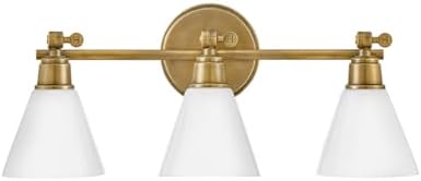 Hinkley Arti 51183HB Medium Adustable Single Light Vanity, Adjustable Height, Cased Opal Shade, Heritage Brass