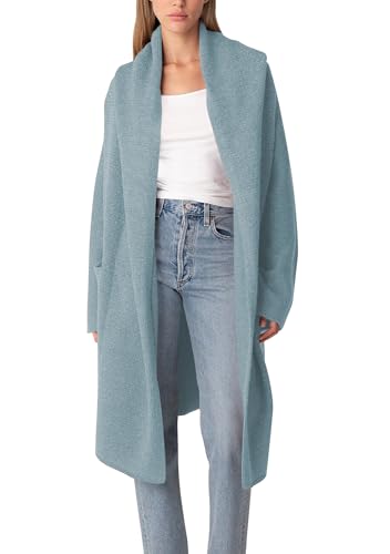 Cakulo Womens Hooded Oversized Long Cardigan Sweaters Fall Duster Cardigans Open Front Coatigan 2025 Blue XL