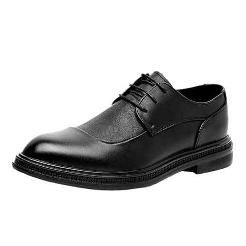 Men's New Shoes Soft Lace-up Leather Spliced ​​Upper Trendy， Business Casual Shoes with Increased Heel and Thick Sole