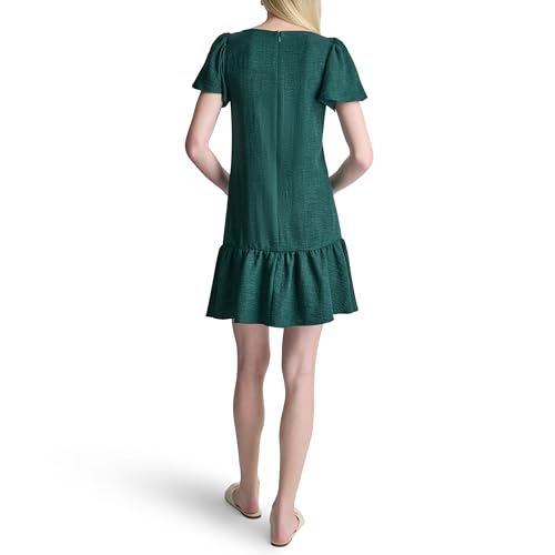 Image of DKNY Women's Flowy Short Sleeve Ruffle Hem Dress