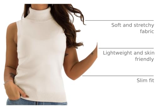 Image of Spicy Sandia Women Stretchable Turtleneck Knit Sleeveless Slim Fit Sweater