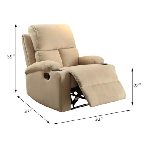 Image of Torque Fabio 1 Seater Fabric Manual Recliner with Cup Holder Beige | Modern Recliner Chair for Home Office Study | 37 x 31 Inches | 1 Year Warranty