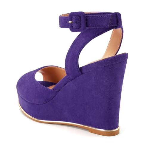 Image of Women's Dressy Platform Wedge Sandals Gold Wedges Peep Toe Patent High Heels Slingback Heeled Comfortable Ankle Strap Shoes