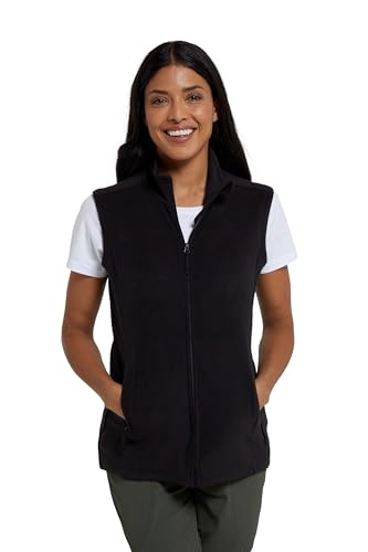 Mountain Warehouse Camber Womens Gilet - Lightweight Sleeveless Jacket, Microfleece Bodywarmer, Breathable Vest, Zipped Side Pockets - For Spring Summer, Camping, Hiking Black Women's Size 14