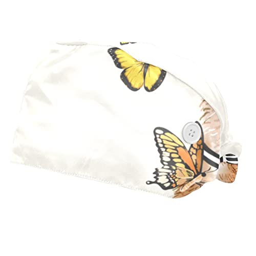 Chapeaux de travail chat mignon et papillon unisexe pour hommes et femmes - Lot de 2