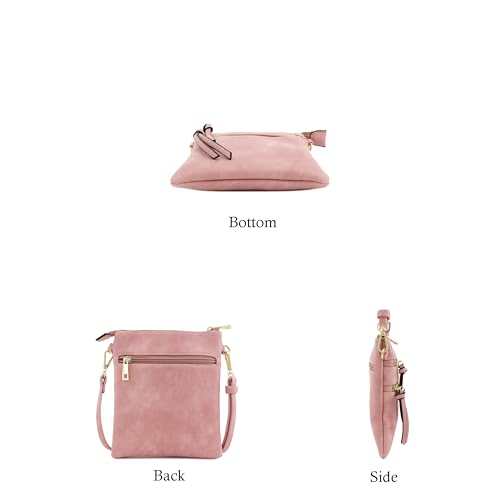 Image of Isabelle Small Lightweight Shoulder Bag for Women, Mini Multi Zipper Pocket Crossbody Handbag with Adjustable strap