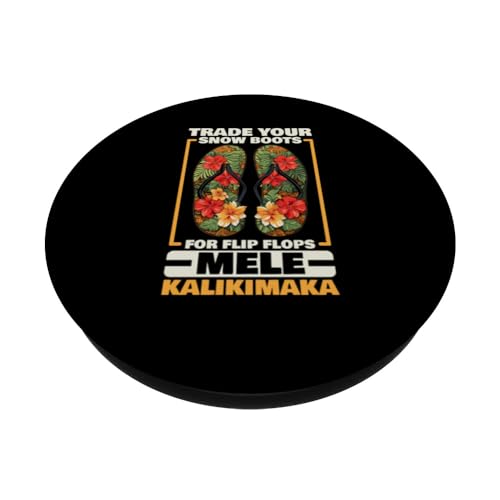 Mele Kalikimaka Santa Claus Tropical Xmas Hawaii Christmas PopSockets Swappable PopGrip, Black - Image 2