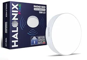 Halonix Motion Sensor 10W 6500K White Radar neo Surface Polycarbonate downlighter | No False Ceiling Required | Auto on- Auto Off Ceiling Light | Surface Mounted LED Down Light for Ceiling | Pack of 1