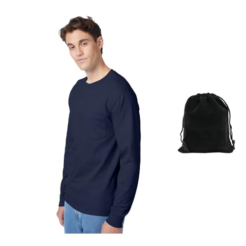 Hanes Men's Long Sleeve T-Shirt, 100% Cotton, Tagless Comfort, Classic Fit, Breathable, Soft Crewneck2