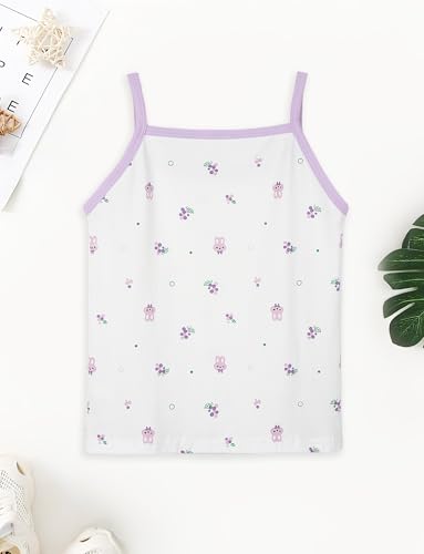 Image of SEAUR Toddler Girls Cotton Camisole Cute Tank Tops Tagless Sleeveless Undershirt Spaghetti Strap Flower Clothes