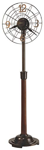 Howard Miller Phan Floor Clock, Brown Finished Floor Mount Metal Wooden Shaft Removable Grille, Antique Gold Arabic Numerals Quartz Movement for Living Areas, Vertical Alarm Home Decor