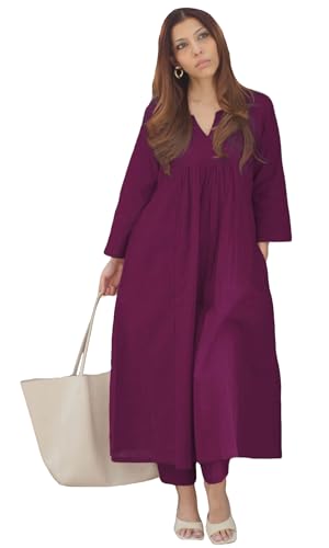 Image of GoSriKi Women's Rayon Viscose Ethnic Co-Ord Set | Kurta Pant Set | Kurta Palazzo Set | Stylish Cotton Suit Set for Women