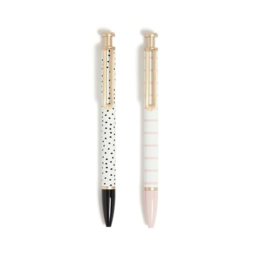 U Brands 'The Monterey' Retractable Ballpoint Pen, Striped, Black Ink, 2-Pack (486U06-48)