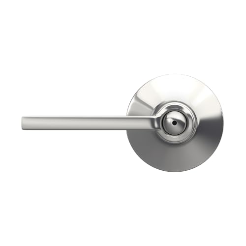 Image of SCHLAGE Latitude Bed /Bath Privacy Door Handle with Lock, Bright Chrome | Interior bedroom or bathroom door lever with push button lock, Reversible, Easy install, Certified durability, Universal fit