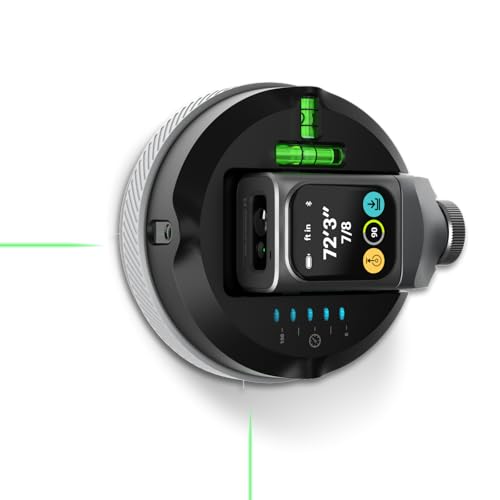 HOZO M-Cube02 Laser Level with 164ft Green Laser Measure, 360° Rotating for P2P Laser Measure & Center Finder, Wall Mount Laser Level for Picture Hanging, Renovation & DIY, Bluetooth App, Rechargeable