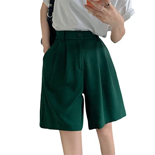 Short ample femme taille haute coupe droite coréenne cargo noir