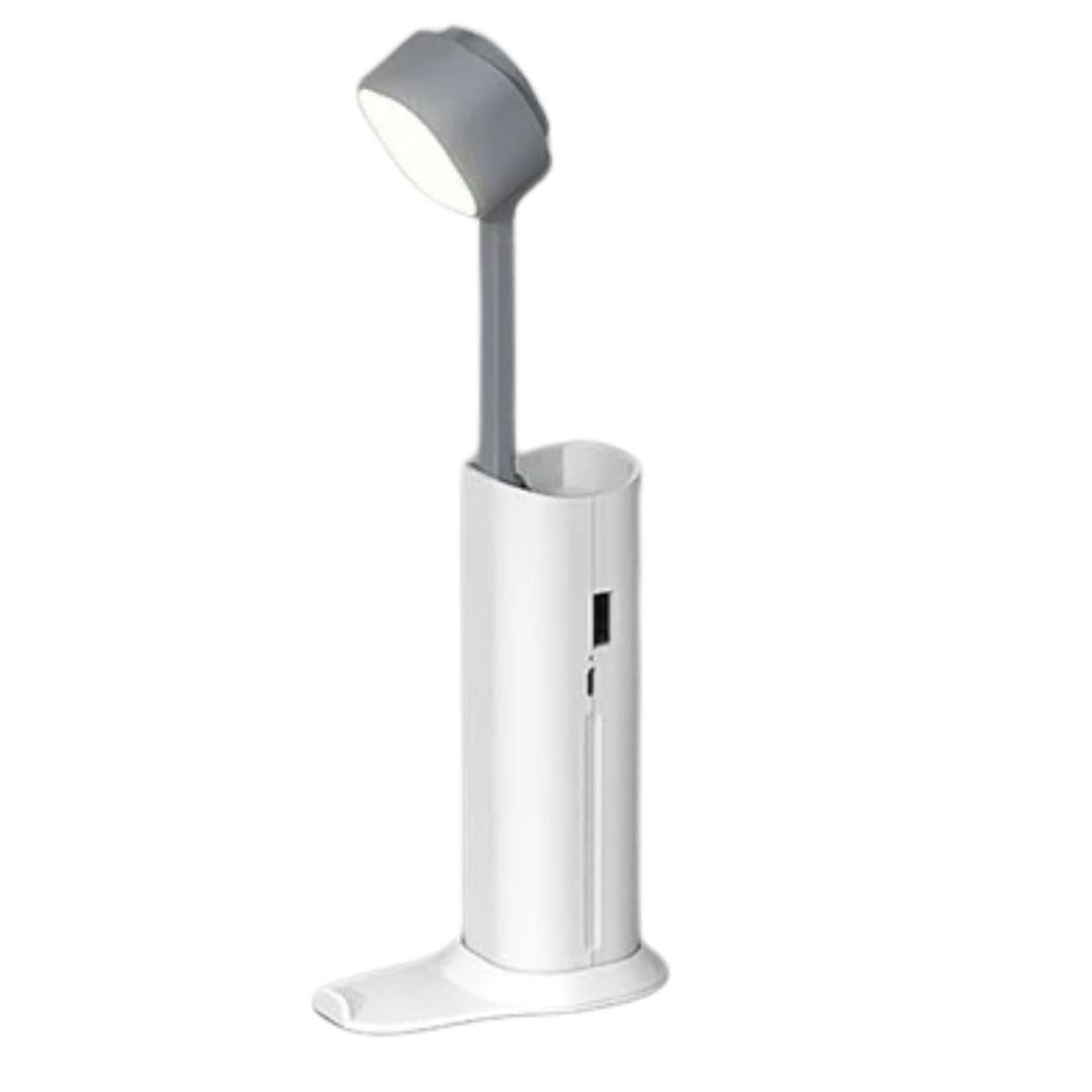rechargeable led table light with power bank (1200mah) | 3-color adjustable handheld desk lamp | eye protection table lamp | built-in phone holder for kids room, office, home (white)
